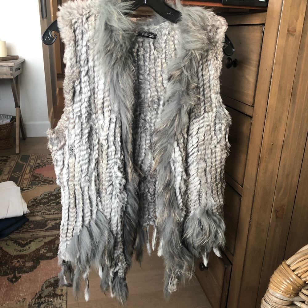 Grey rabbit fur vest